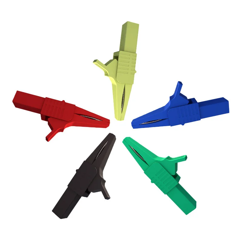 

Cleqee P2003 5PCS 32A Heavy Duty Alligator Clip Safety Copper Crocodile Clamp Multimeter Test Clips with 4mm Banana Socket 1000V