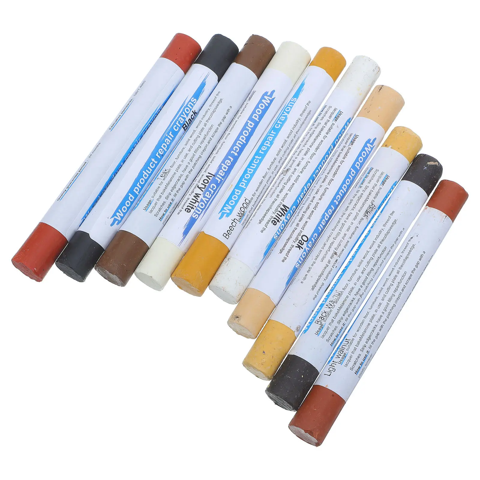 

10Pcs Furniture Repair Wax Crayons Scratch Repair Markers for Cabinets Floors Tables Wood Grain Touch Up Pens