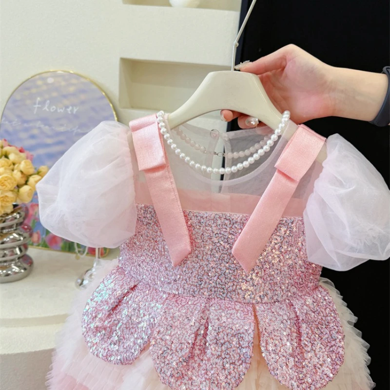 

Wed Dress 2025Children Girls Princess Cake Tutu Skirt Kids Party Gown Summer Vestido Costume Toddler Cute Casual Outfit New