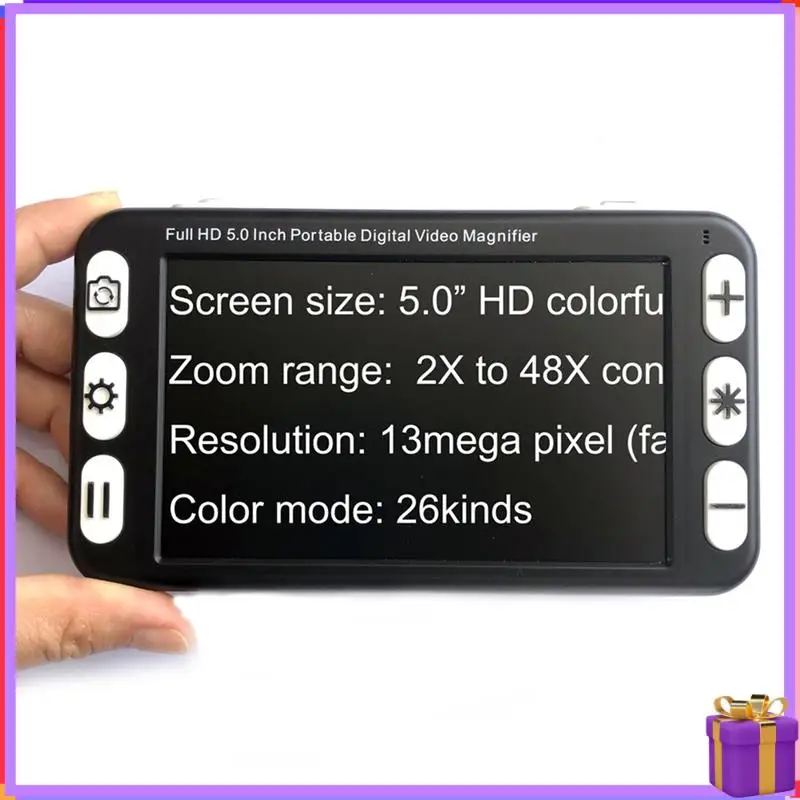 Advanced 5Inch LCD Display Portable Magnifier Low Vision Video Magnifier Electronic Reading Aid, Digital Video Magnifier EU Plug