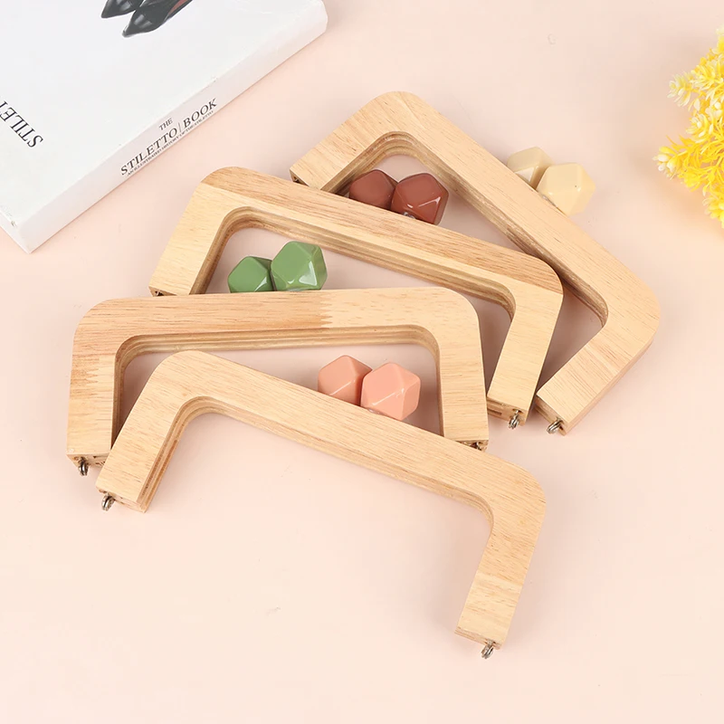 

20 Cm Nature With Candy Resin Big Ball Clasp Solid Wood Material Wooden Purse Frame Screws Inside Wood Bag Handle Frame Purse