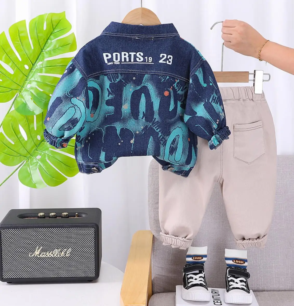 Personalised Baby Boy Clothes Korean Style Toddler Children Suit Kids Denim Print Letter Jackets White Shirt Pants 3PCS Outfits