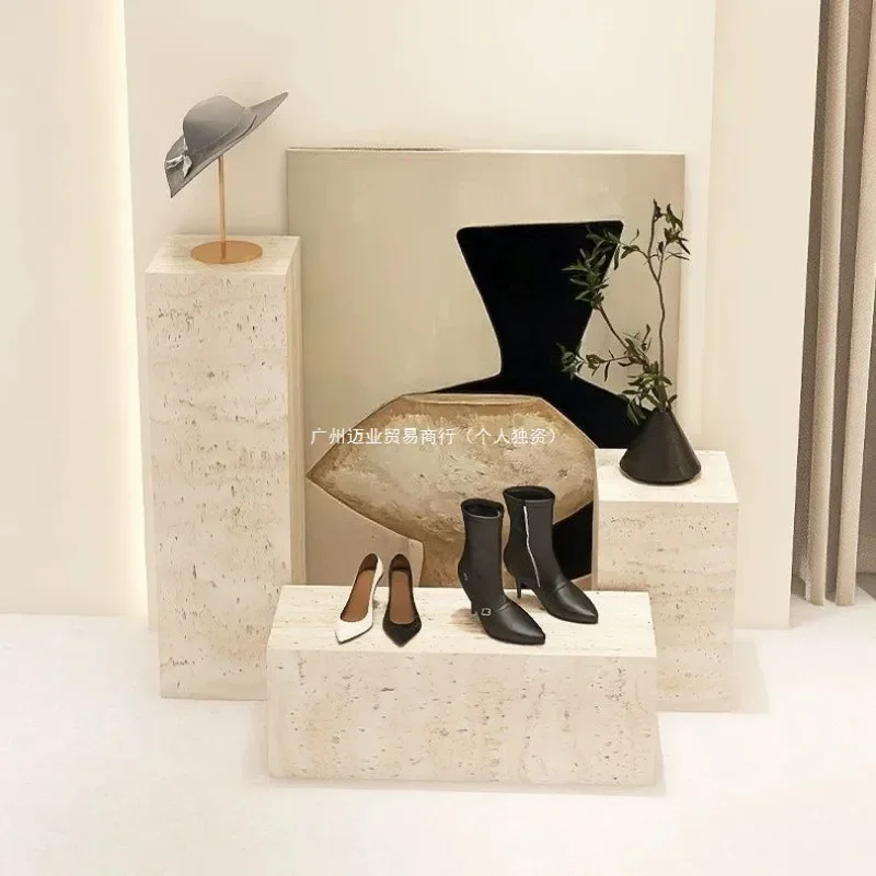 Platform display stand Clothing store Model window base Ornament jewelry Square display props Travertine wind heightening platfo