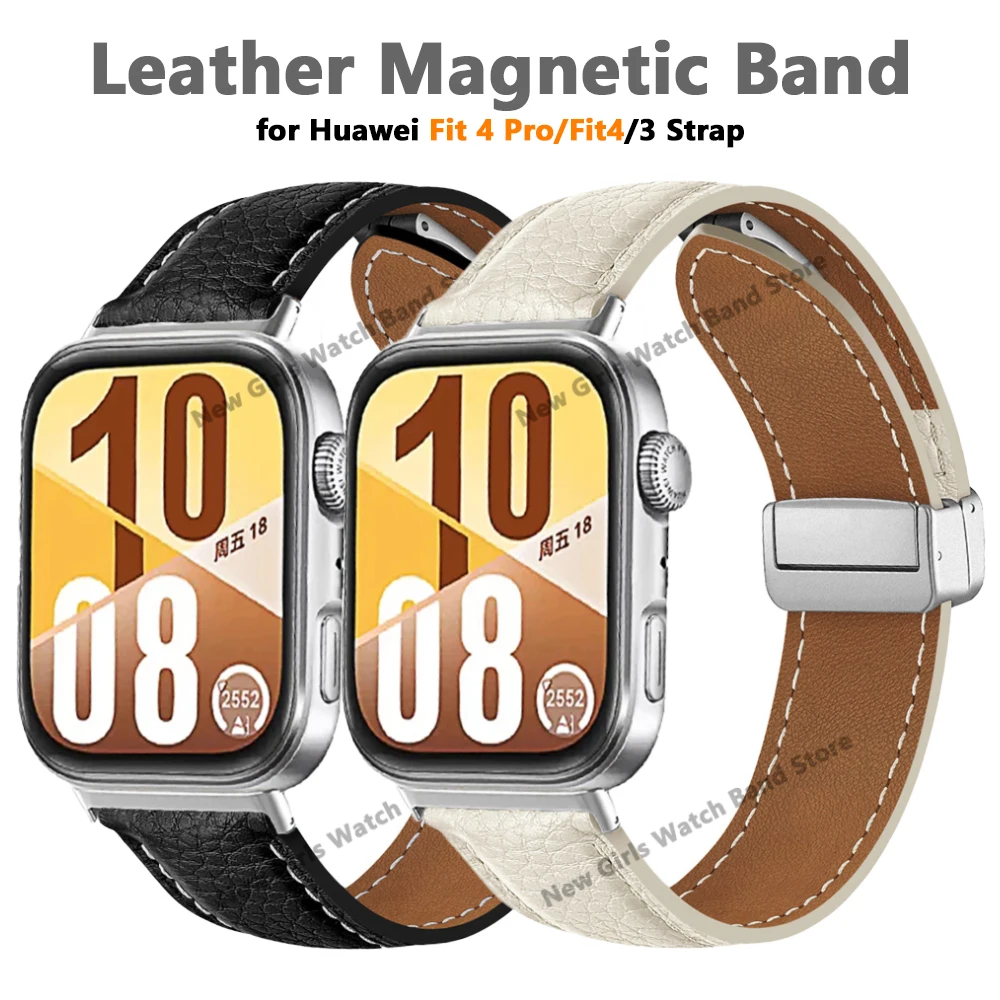 Pulseira de couro para huawei watch fit 4 pro band acessórios pulseira de laço magnético para huawei fit4 fit3 pulseira elegante pulsera
