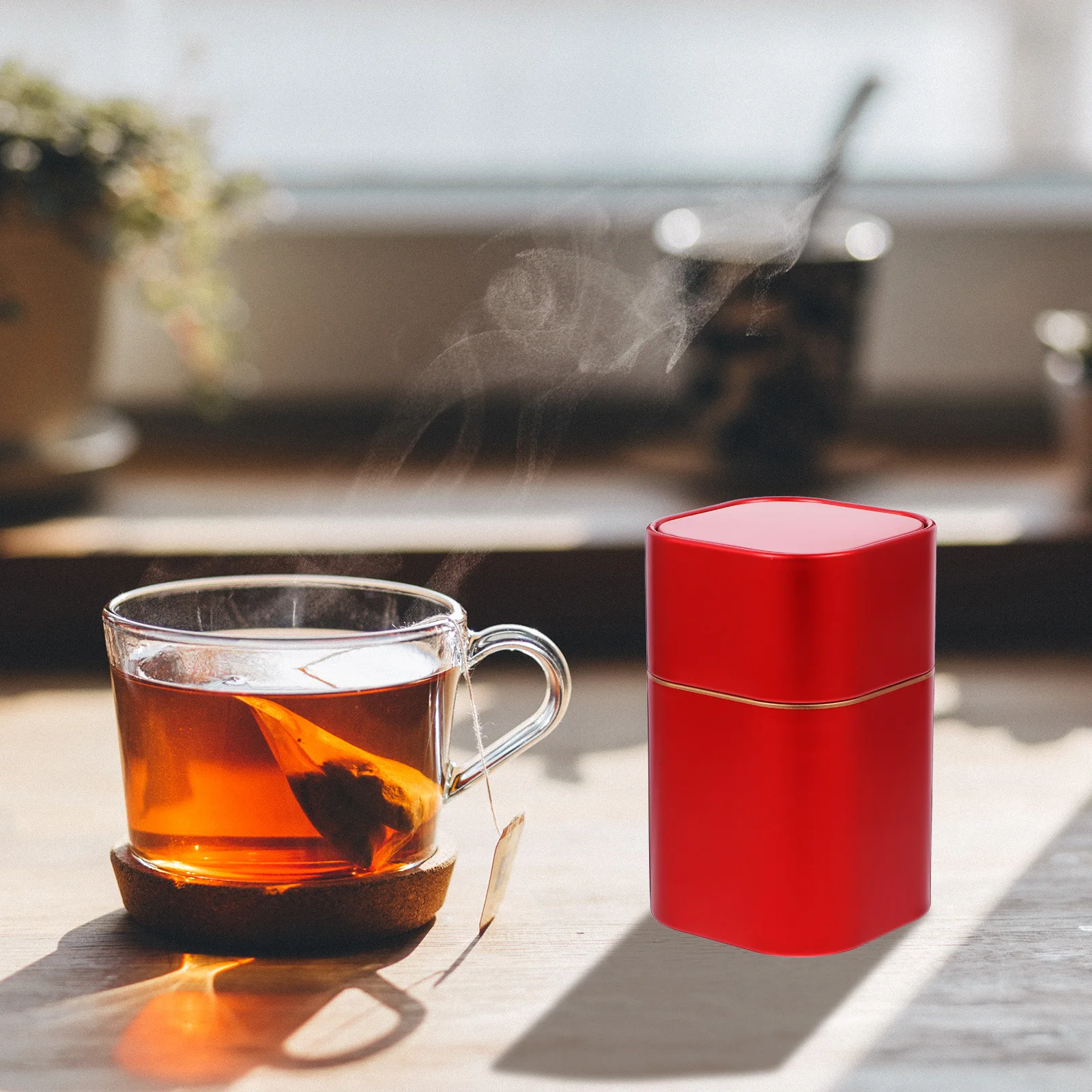 

2pcs Red Tea Tin Canisters Tinplate Storage Jars Coffee Bean Metal Candy Holder Dry Food Container Salt Sugar Kitchen Coffee