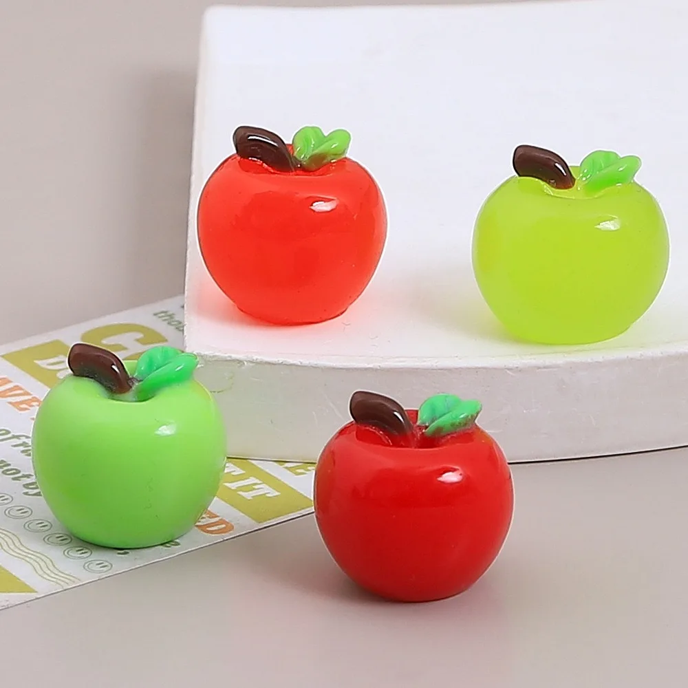 10pcs Cute Miniature  Apples 3D Resin Fruit Figurines Garden Ornament, Micro Landscape DIY Craft Decoration