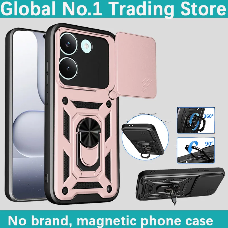 

For Xiaomi Poco X8 Pro/Redmi Turbo 5 sliding window cover car mounted magnetic rotating ring holder phone case protective cover
