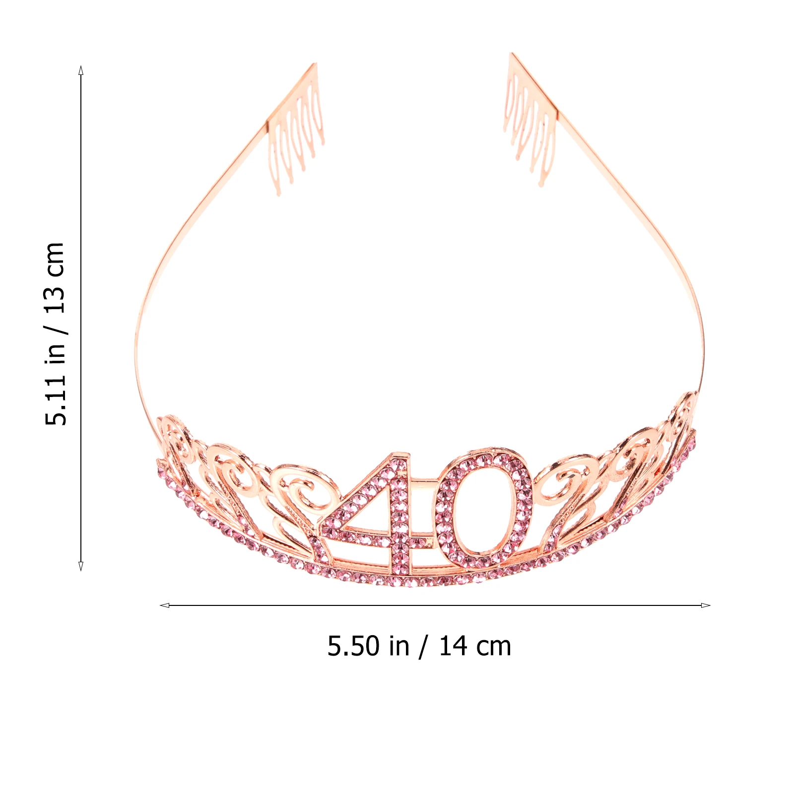 

Crystal Rhinestone Tiara Crown Hair Comb Electroplated Alloy Dance Party 40Th Birthday Gift For Women Girls Rose Gold