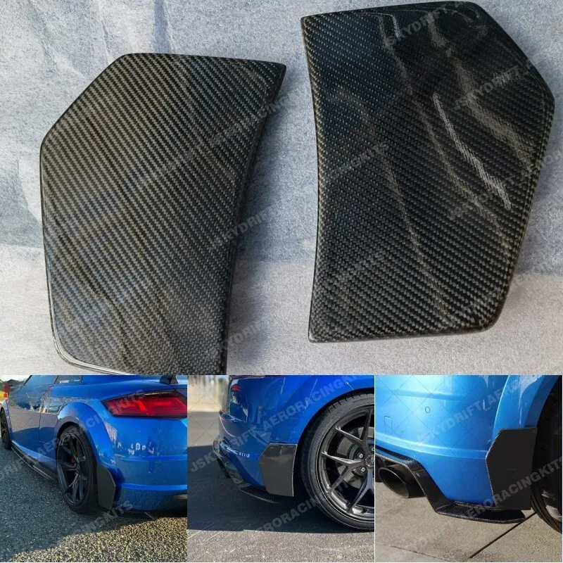 

For Audi TTRS TTS 8S Carbon Fiber Rear Side Bumper Spats Extensions Addon 2pcs