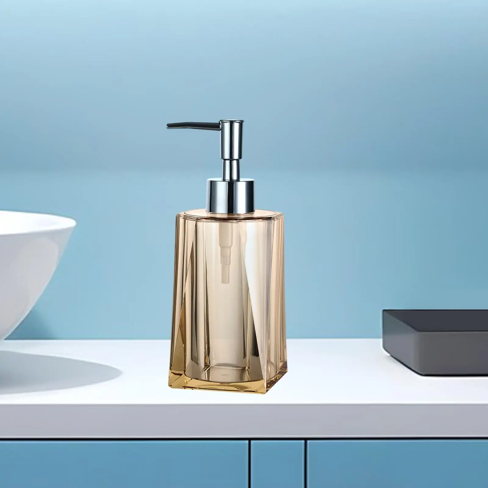Acrylic Soap Dispenser Bottle with Pump for Bathroom Restroom Refillable Hand Wash Liquid Lotion Container Jar