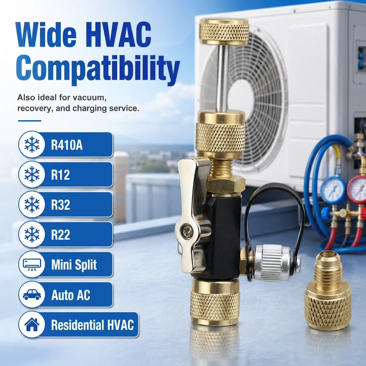 Brass + Plastic Valve Core Removal Tool Fast Recovery & Evacuation Valve Seal With Magnetic Cap For Air Conditioning