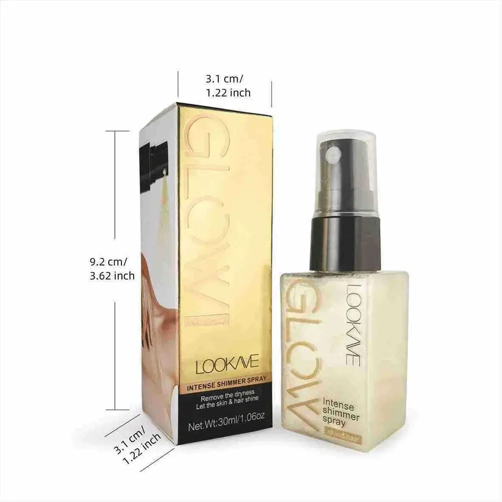 Intense Shimmer Spray Golden Brown Face Leg Contour Brighten Glitter Quick-Drying Non-Sticky Glitter Spray Liquid Highlighter