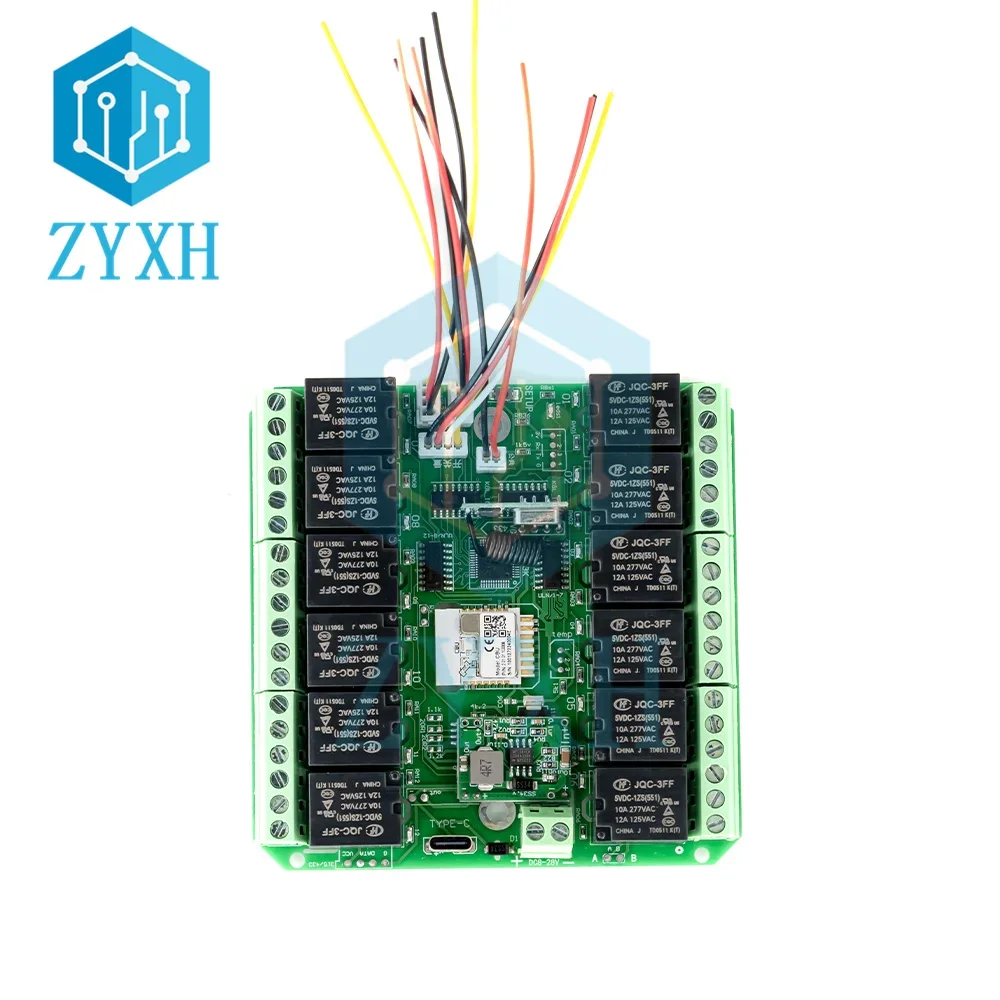 Tuya 12 Way Relay Switch Module DC 7-27V AC 85-250V WiFi/Zigbee Wireless Smart Home Remote Control Switch with RF 433MHZ