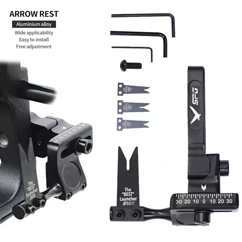 Steel Arrow Rest 3 Replaceable Launcher Blades Adjustable Vertical Horizontal Aluminum Alloy for Recurve Compound Bow Archery