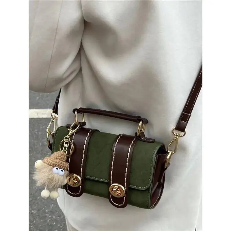 Bloom Green Square Messenger Bag Women 2025 Vintage Handle Casual Crossbody Bags Wallet Female Retro Mini Bolso Mujer Ladies