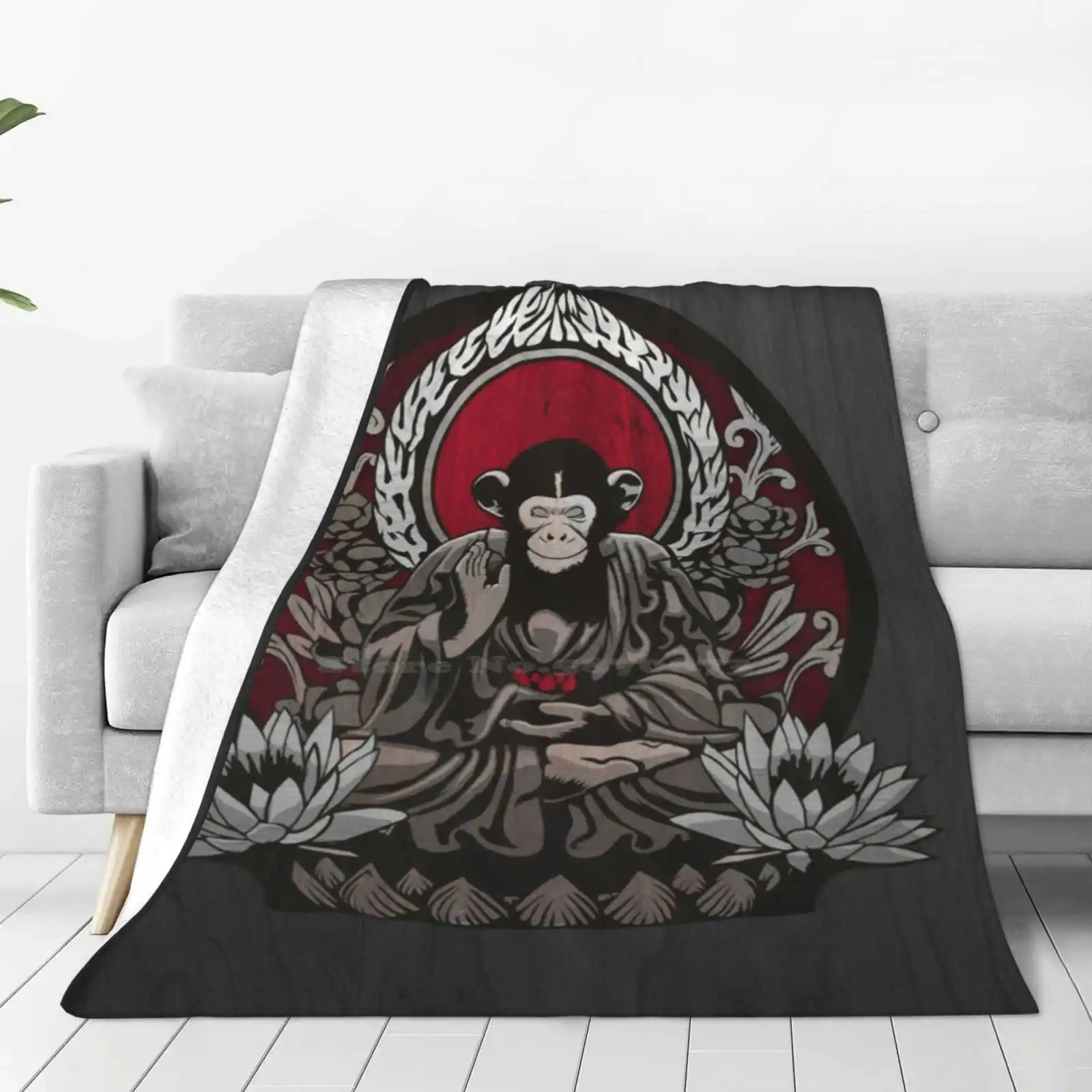 Zen Sapience Latest Super Soft Warm Light Thin Blanket Zen Monkey Buddhist Chimp Buddha Spiritual Meditation