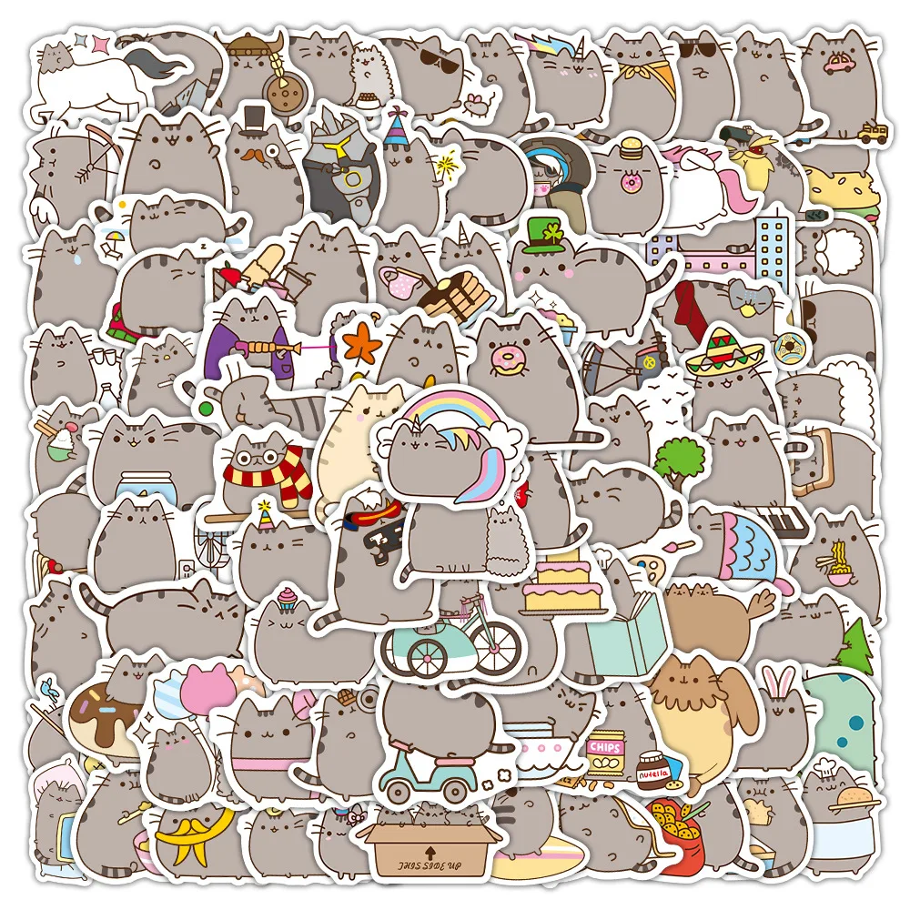 100 Stück Cartoon Niedliche Pusheen Kreative Persönliche Doodle Dekorative Aufkleber – Detail 1