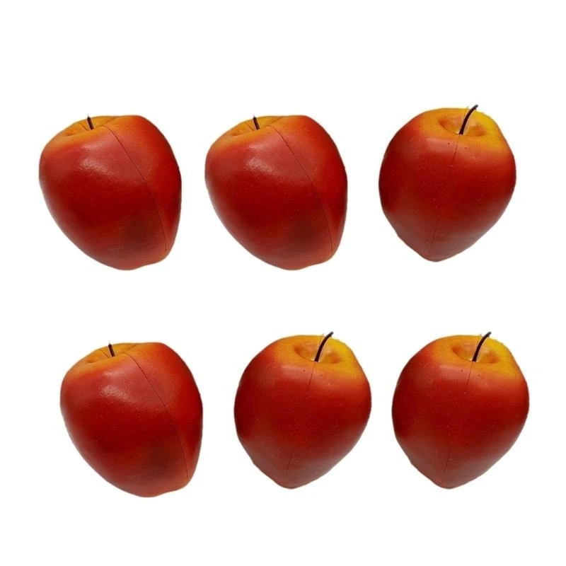 6-個のミニチュアリンゴモデル装飾人工果物クリスマスの装飾や写真パーティー用品-15ub