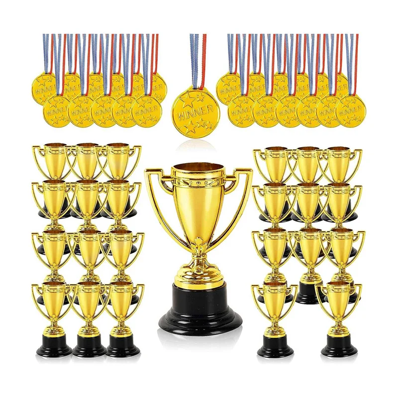 AS96-20 peças mini troféus e 20 peças de medalhas prêmios, medalhas vencedoras para crianças e adultos-perfeitos para lembrancinhas duráveis