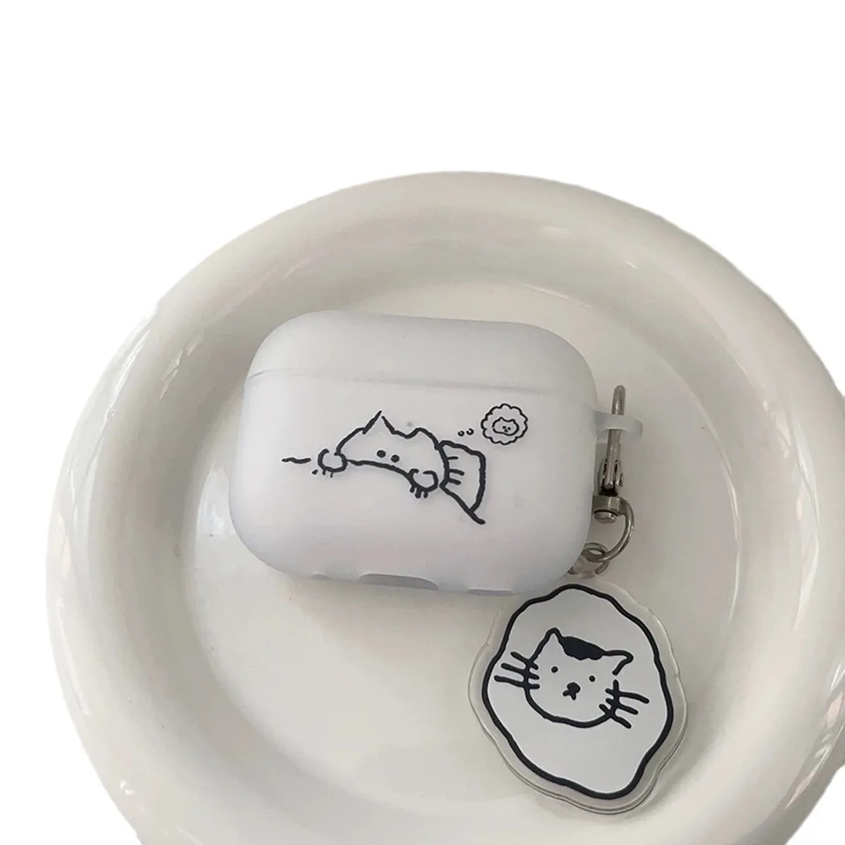 Чехол для наушников с милым линией и котом, подвеска в минималистском стиле для Apple Airpods pro2 3 2 4, защитный чехол для гарнитуры