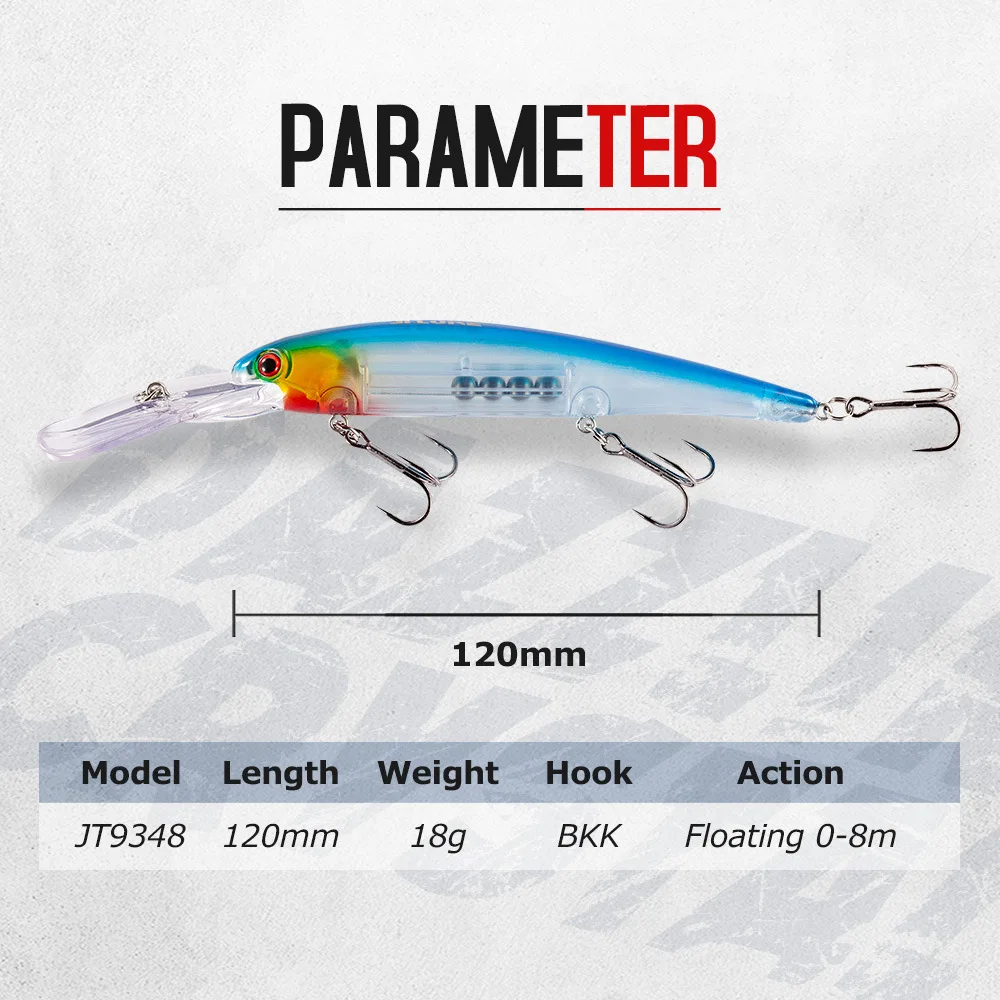 

Triple-Hook Imitation Long-Tongue Plate Lure Minnow 12cm 18g Saltwater Hard Bait Saltwater Specific