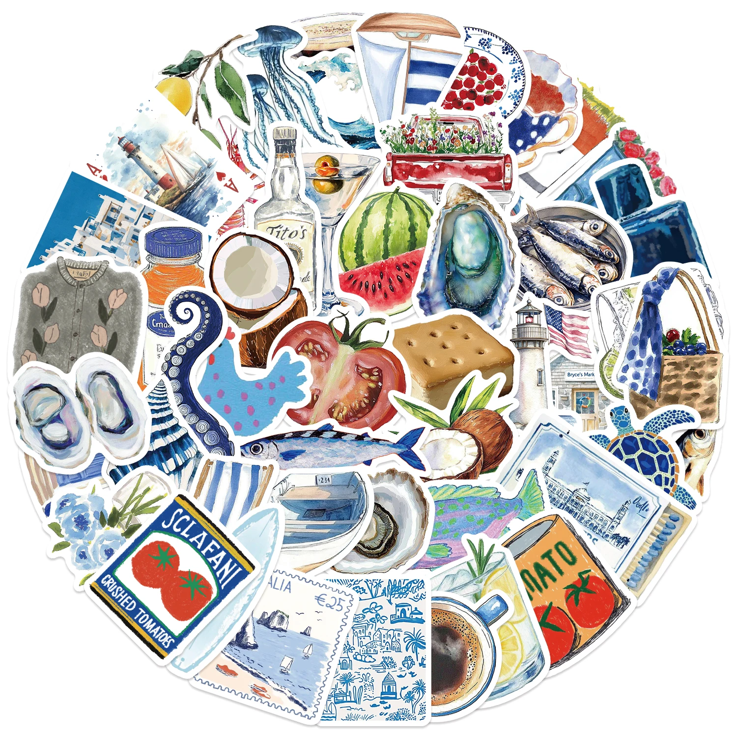 50 sztuk naklejki na otwarte morze niebieskie wzory koreańskie Ins kubek na laptopa bagaż DIY dekoracje naklejki Graffiti