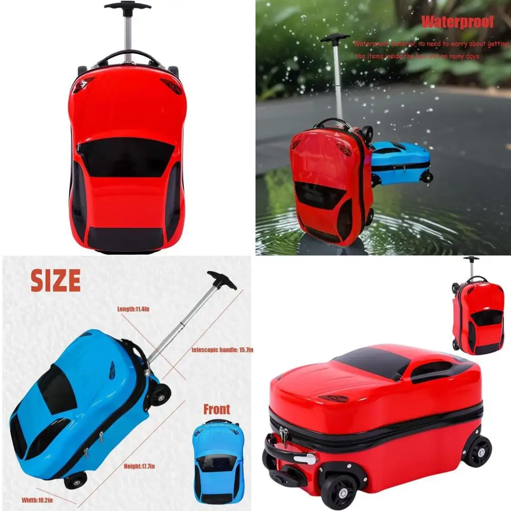 

Children's Travel Luggage - Cartoon Car Design Suitcase with Pull-Along Feature and Retractable Handle for Boys
