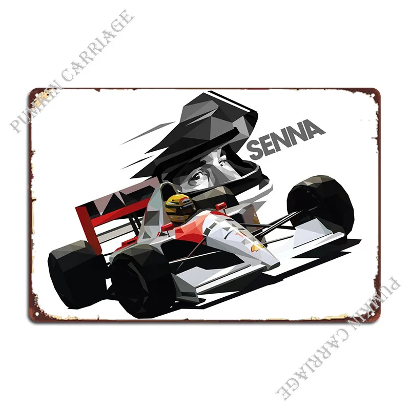 Ayrton Senna Low Poly Metal Plaque Pub Kitchen Cave Kitchen Tin Sign Poster