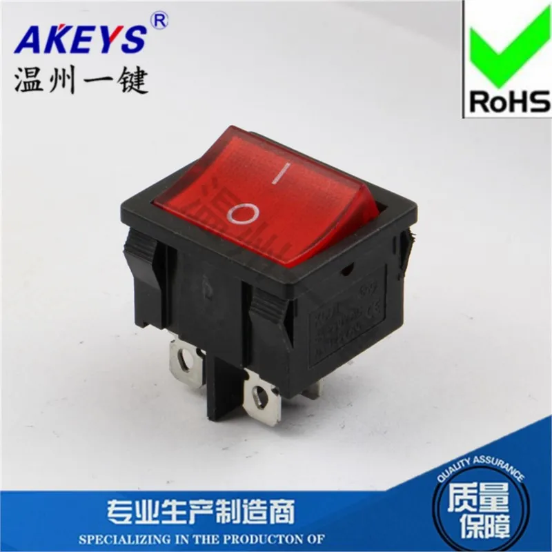 10 шт. KCD5-201N кулисный переключатель 21*24 мм 4/6 футов 2 передачи красный/зеленый с подсветкой двойной выключатель 6A250V