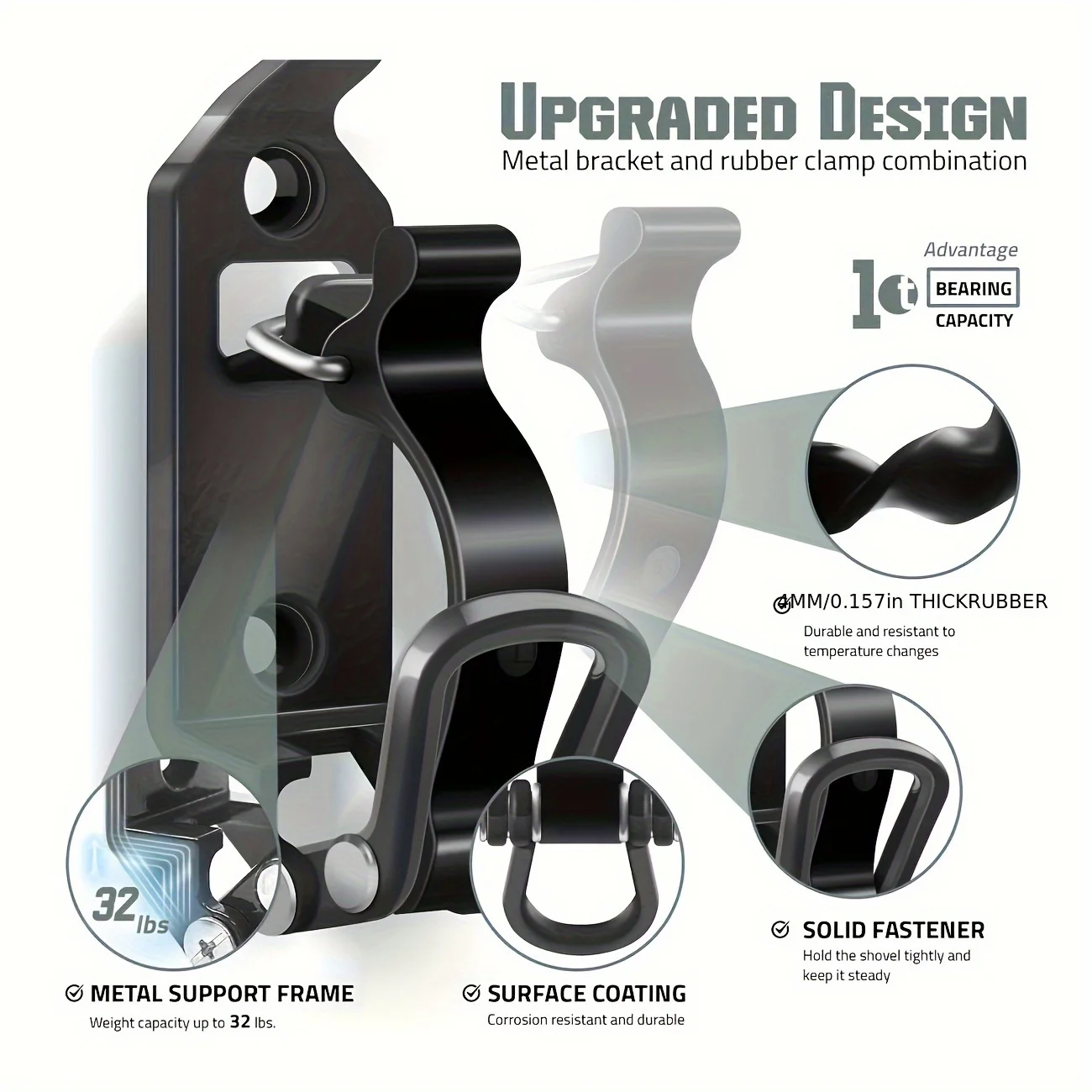 2pcs Shovel Axe Holder Quick Release Robust Clip Corrosion Resistant Flexible Mount Bracket Trucks Boats Road Vehicles Outdoor