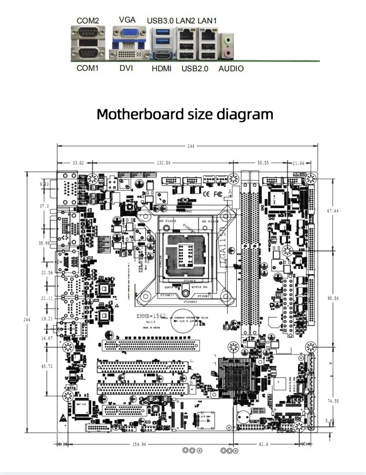 Adipcom MATX Motherboard EMMB-1562 CPU LGA 1150/2LAN/DDR3 Support 16GB Memory Computer Server Mini Motherboard