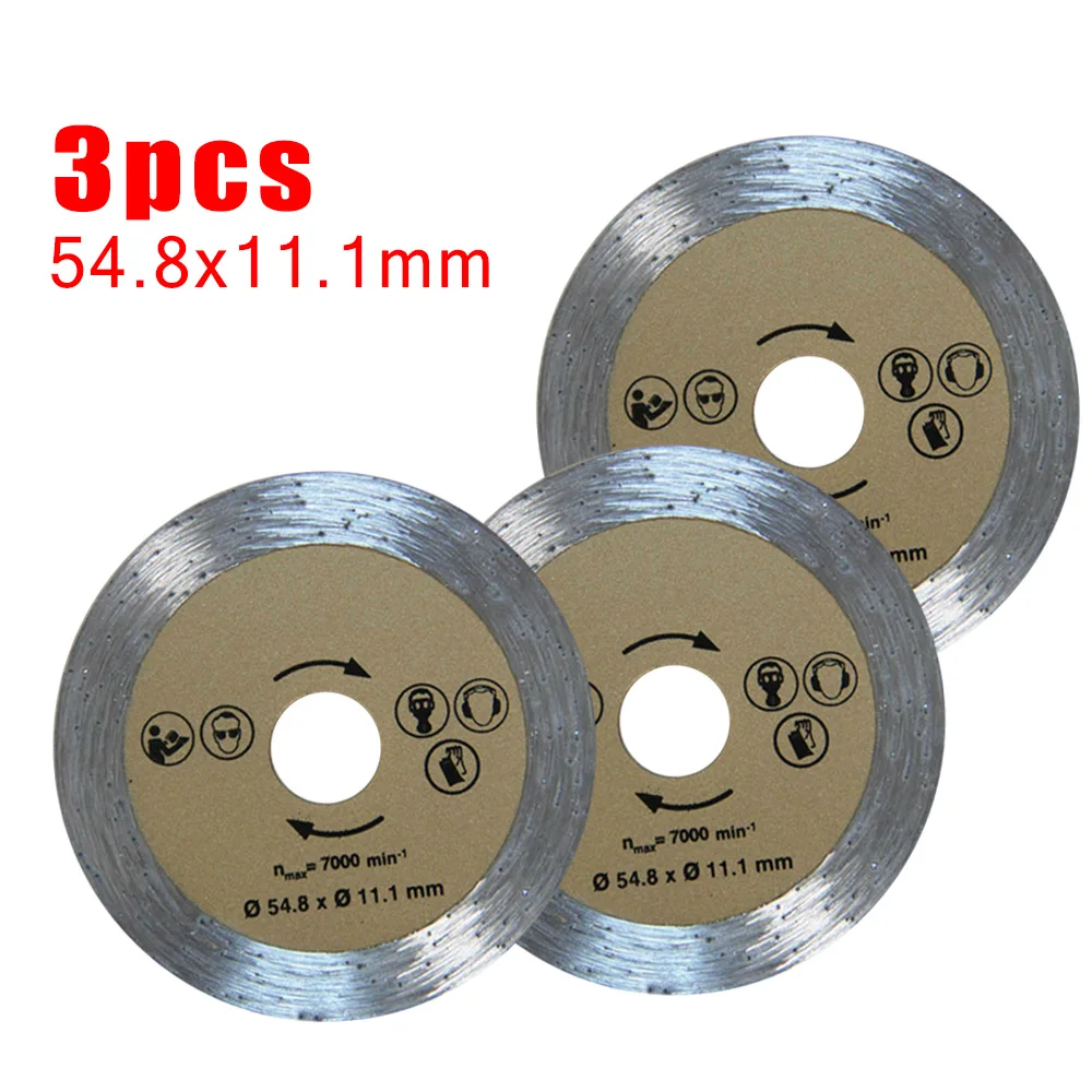 3pcs Diamonds Saw Blade 55mm Stone Cutting Disc Mini Toothless Cut Off Wheel For Marble CeramicConcrete Granite Cutting