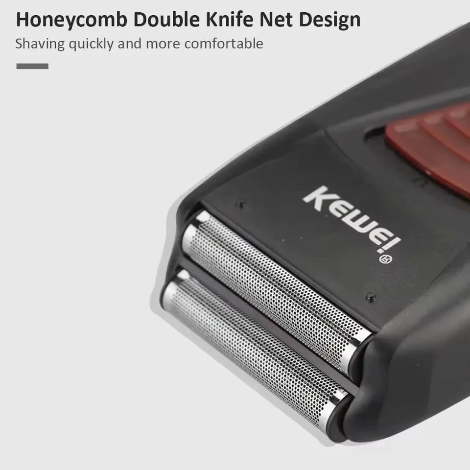 ماكينة حلاقة الذقن الترددية بنصل مزدوج للرجال من Kemei ، مقص قص الشعر الدهني للوجه ،