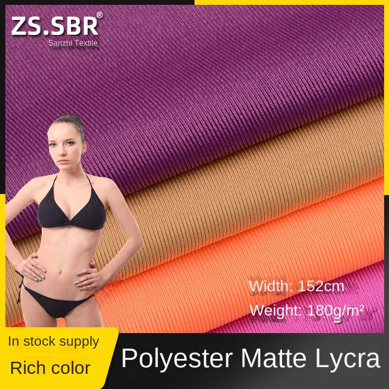 Polyester Spandex Full Elastic Force Lycra Cloth Coarse Grain Twill Swimsuit Knitted Warp Shoe