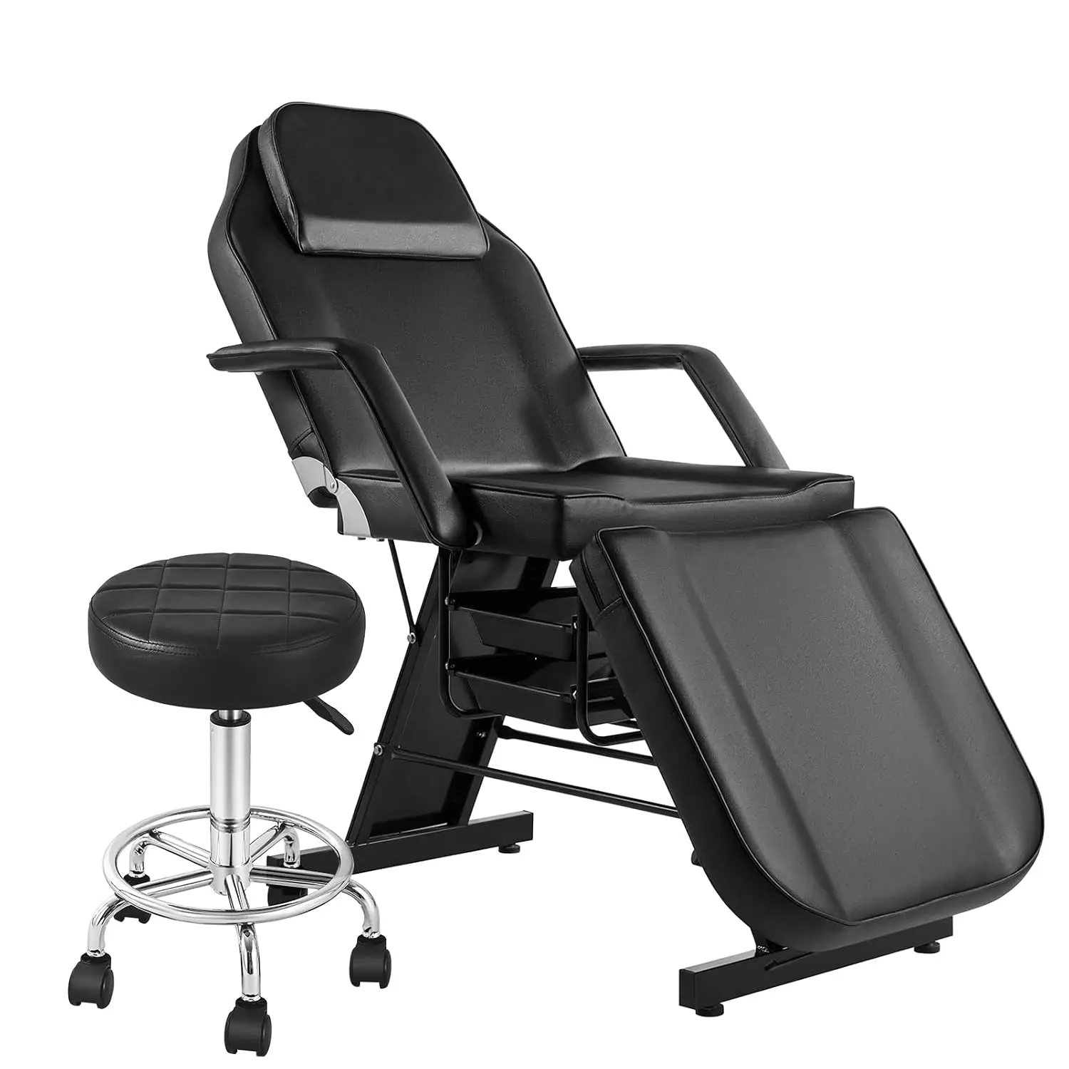 Tattoo Client Chair with Rolling Stool, Storage Baskets, Facial Esthetician Bed, Lash Table for Eyelash Extensions, Customized