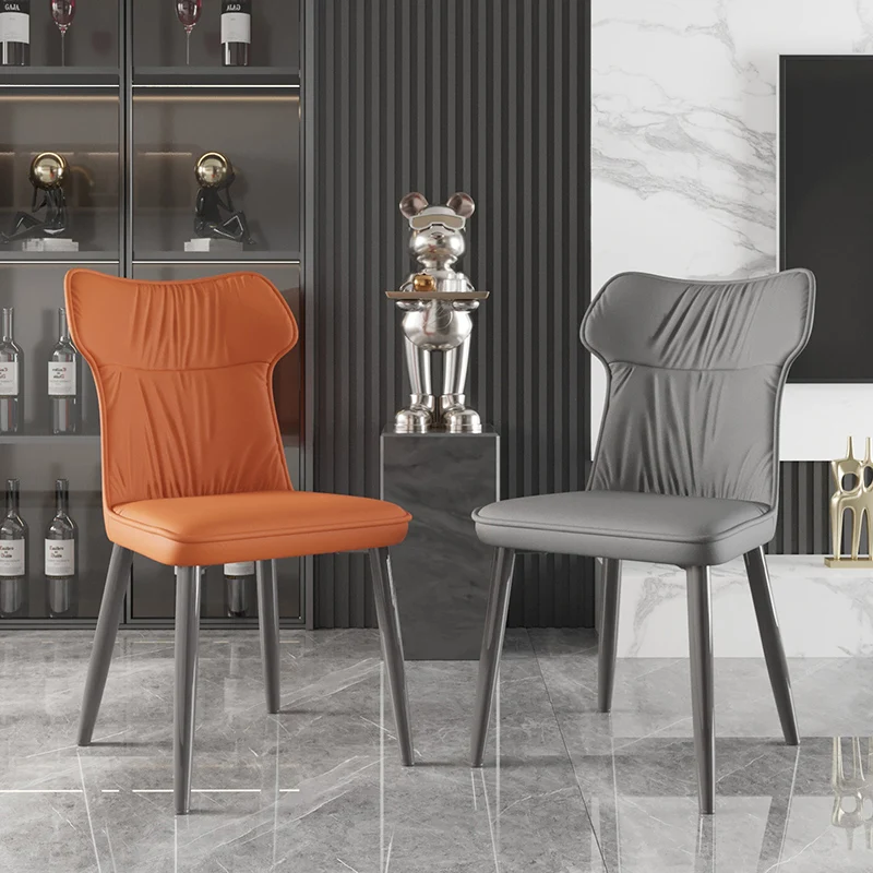 #q for Leather Backrest Dining Chair - Multi-Color Luxury Chair, Modern Minimalist Leisure Chair for Dining Room & Living Room*t