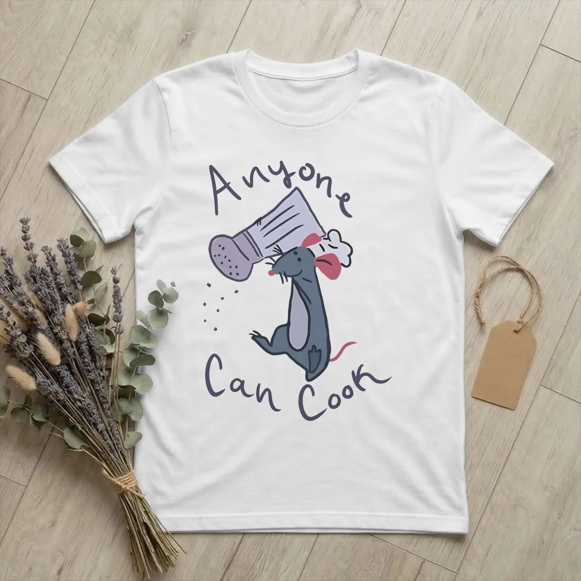 Remy Anyone Can Cook, with salt  T Shirt Men Women Cotton Crazy T-Shirts Round Collar Ratatouilles Tees Short Sleeve Clothes