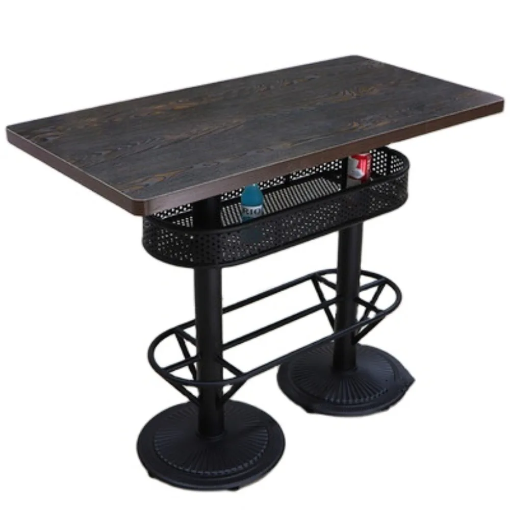 Fashionable Long Table Industrial Vintage Restaurant Kitchen Wood Slab High Bar Table