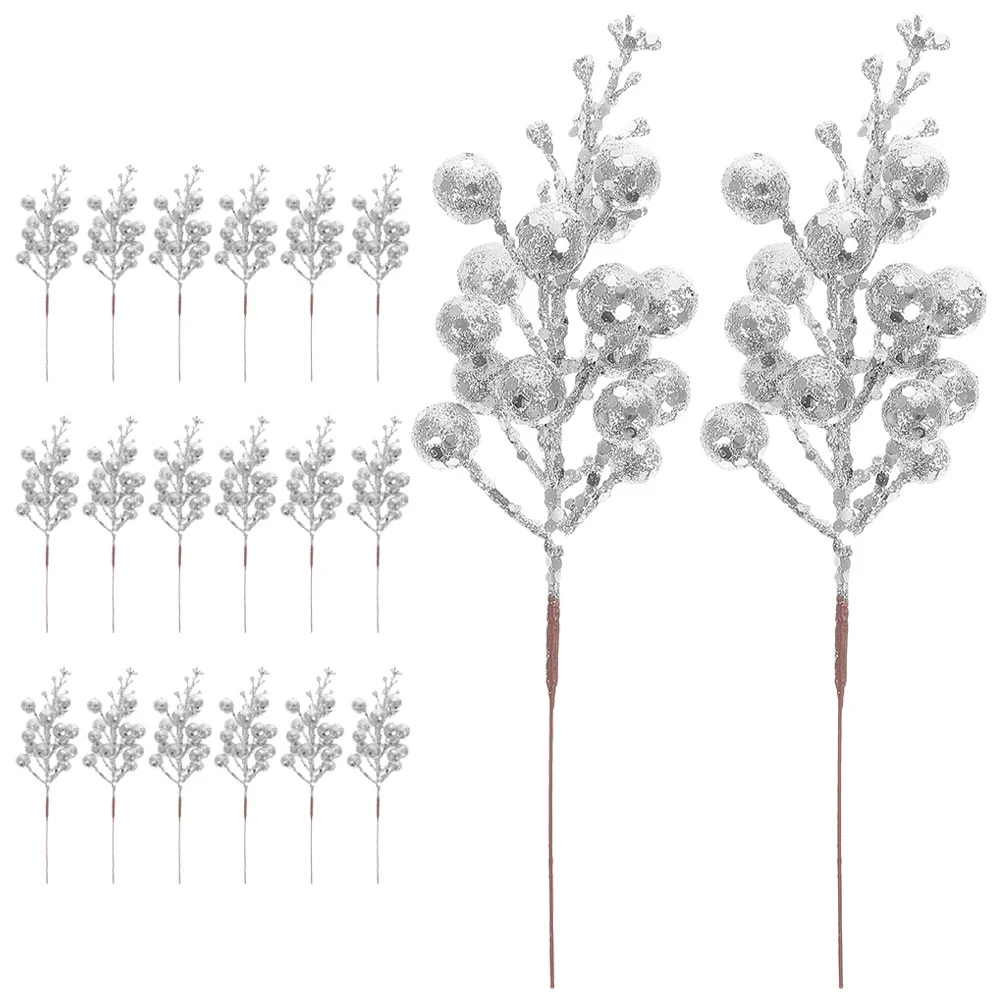 

20 Pcs Christmas Imitation Berries Fake Berry Stem Simulation Branch Artificial Tree Wreath Stems DIY Picks Foam Garland