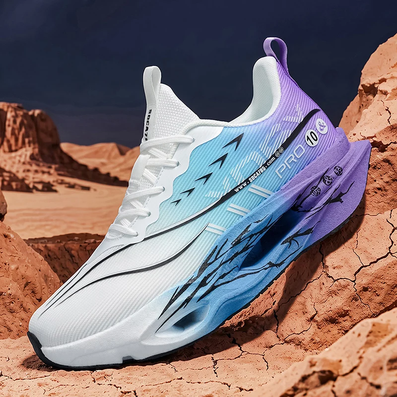 Herren-Freizeitsportschuhe mit Carbonplatte zur Laufunterstützung, atmungsaktivem Mesh, bequemen, niedrigen Schnürschuhen für Trailrunning, Zero-Drop-Sohle, langsamem Rückprall, rutschfest, geeignet für Fitnessstudio, Jogging und Camping. – Detail 8