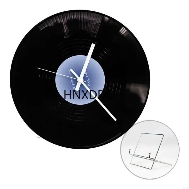 Record Clock with Optional Center Color and Metal Display Stand – Eye-Catching Design