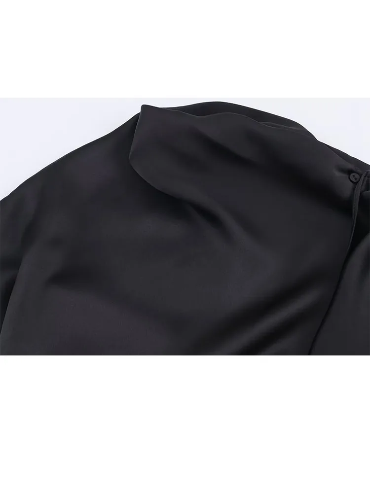 HH Women 2026 Letnia Nowa Kolekcja Asymetryczna Sukienka z Wycięciami Krótka Plisowana Sukienka Damska z Wysokim Kołnierzem Bez Rękawów Seksowna Dopasowana Sukienka