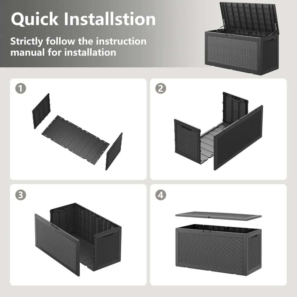 101 Gallon Waterproof Large Resin Deck Box, Lockable Large Outdoor Storage Boxes Indoor Outdoor Storage Container for P