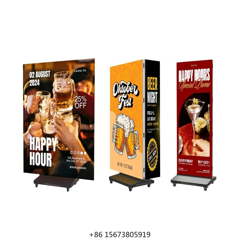 

GOB High Refresh Tri-fold Digital LED Poster Waterproof Led Tri Fold Poster Display Screen Indoor for Wedding Advertising Events
