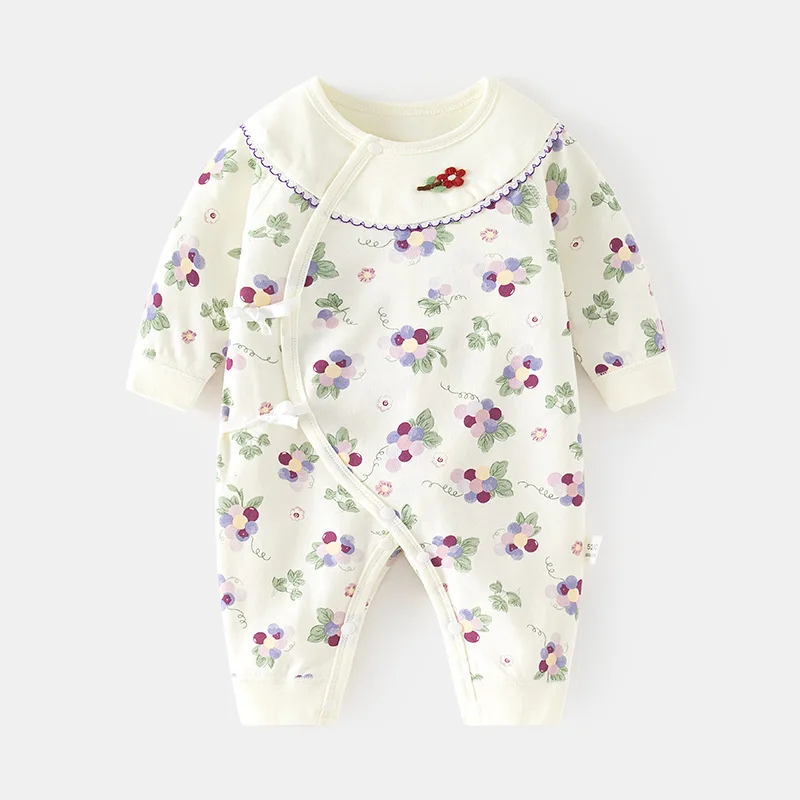 

Newborn Baby Jumpsuit Female Baby Boneless Romper Autumn and Winter Cotton Newborn Baby Gown Romper Spring and Autumn Clothes
