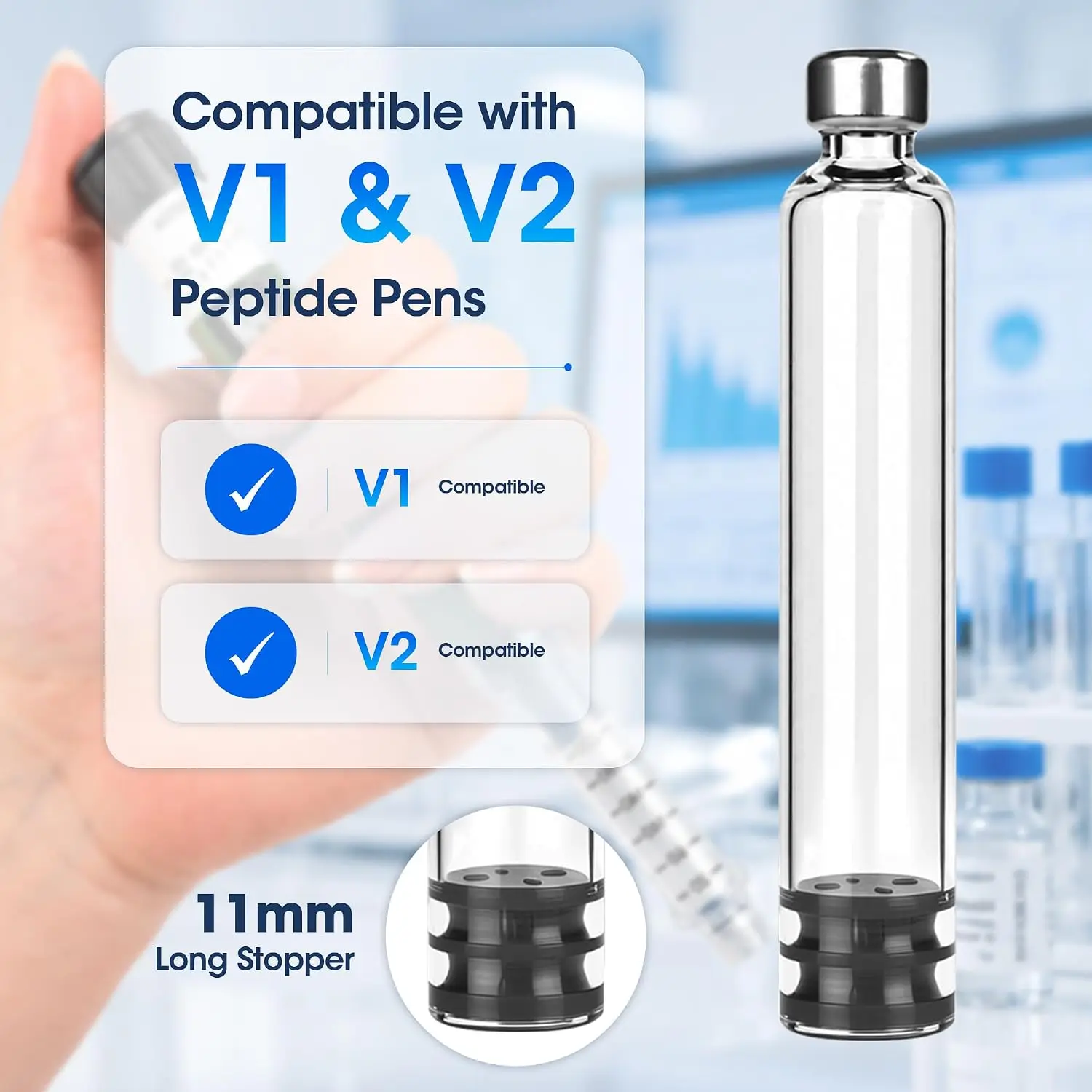 5-50Pcs 3ML Insulin Cartridges 300IU Sterilized Disposable Glass Vial for Diabetes Injection Pen for Peptide Pen Injection