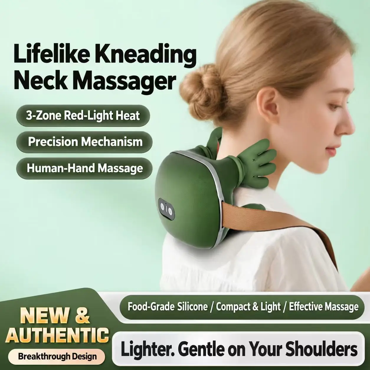 4D Neck and Shoulder Massager with Real Hand Design Portable Bionic Kneading Back Massager for Hand Neck Shoulder Calf Relax