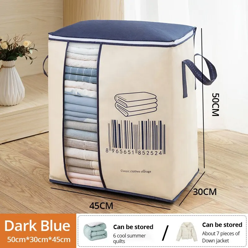 1Pc Futon Storage Bag Non-Woven Fabrics Transparent Visual Window for Quilt Storage Household Items Storage Bag