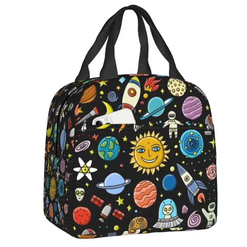 

Space Rocket Planet Insulated Lunch Bags for Universe Alien Astronaut Spaceship Portable Cooler Thermal Food Lunch Box School