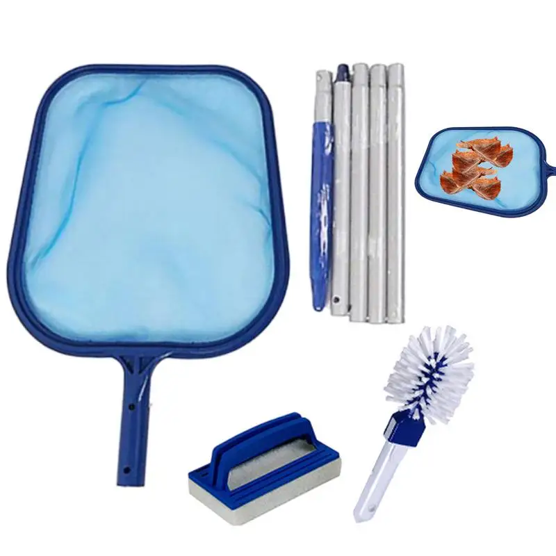 

Professional Leaf Rake Deep Bag Swimming Pool Cleaning Net Spa Rubbish Skimmer Pool Cleaning Net With Sponge Brush & Clean Brush